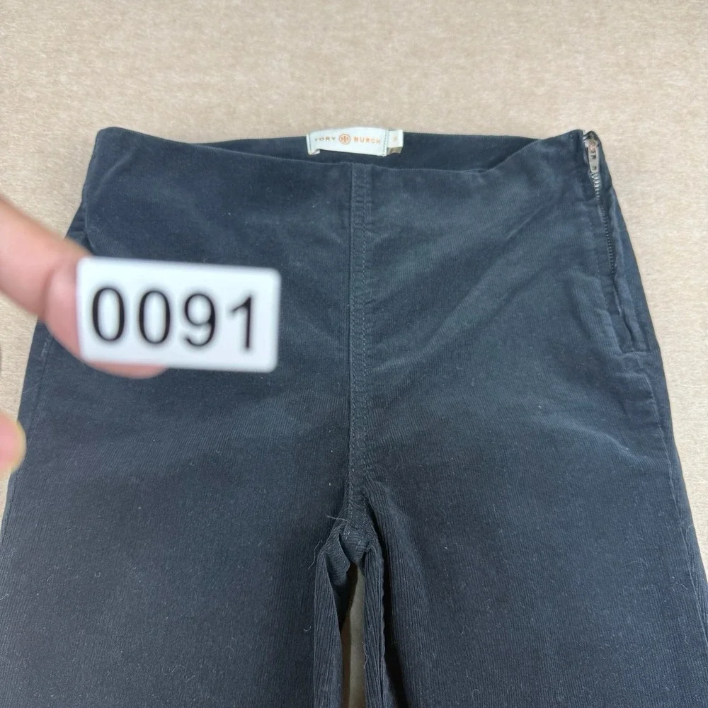 Tory Burch Pants Women's Size 24 Black Skinny Corduroy Side Zip Stretch Mid Rise